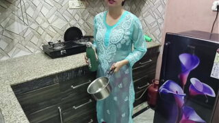 Desi Indian Big Boobs Aunt teaches her Bf How to fuck in kitchen